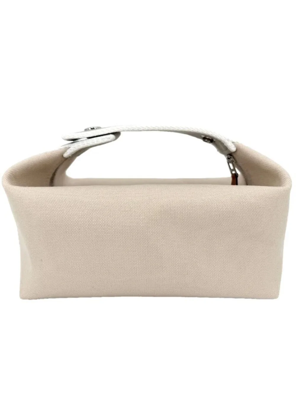 Hermes Handbag Brid-a-brac PM Pouch Toile Ash Beige White Silver Vintage
